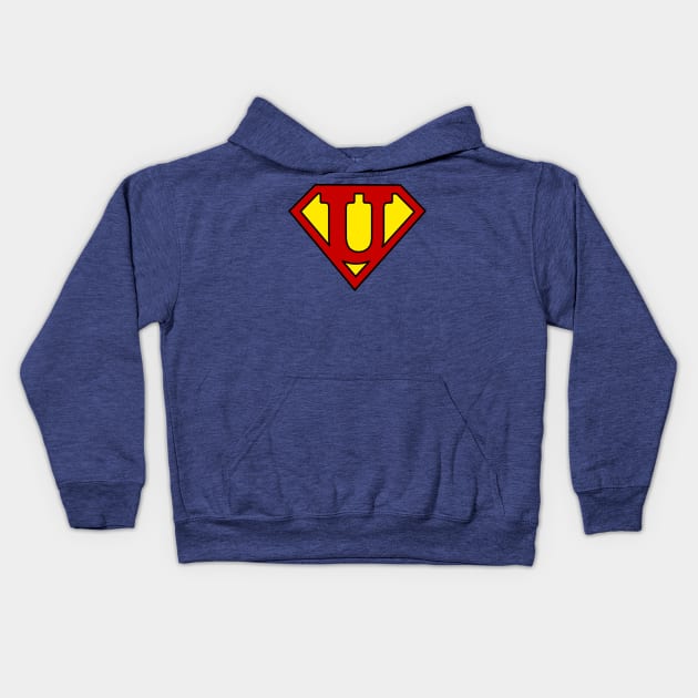Superhero Symbol Letter U Kids Hoodie by NextLevelDesignz
